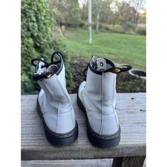 Dr Doc Martens 1460J Combat Boots White Leather Pink Laces Women's Size 5 - Picture 6 of 10